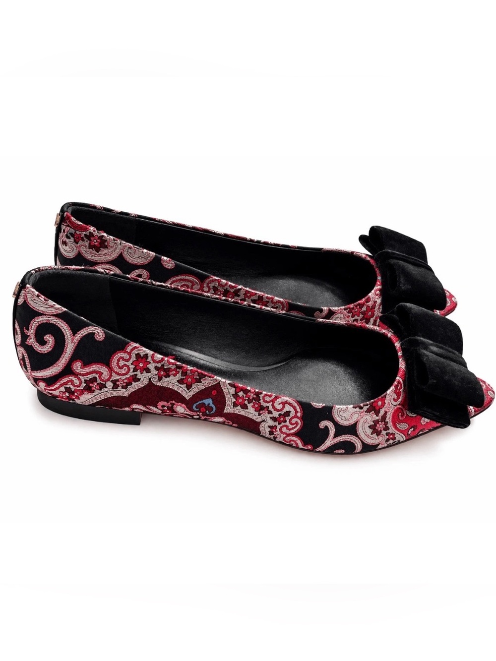 KATE SPADE NEW YORK Russet Multi Women's Keana Flat Shoes with Black Velvet Bow